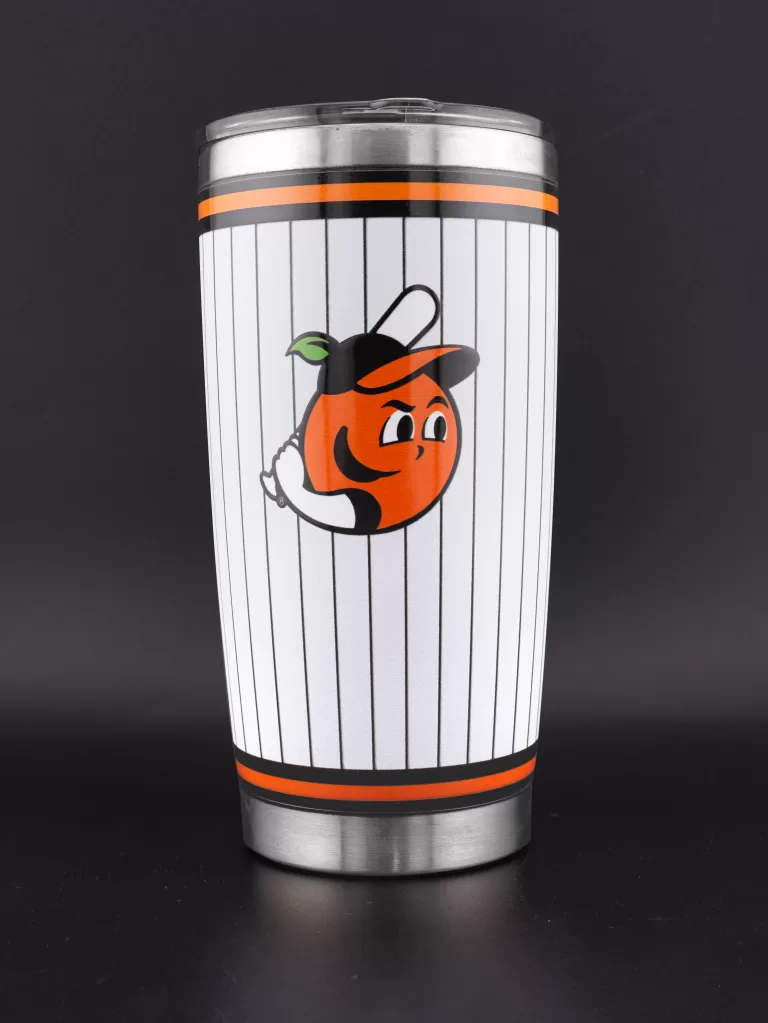 Termo Naranjeros blanco pinstripe, vista frontal