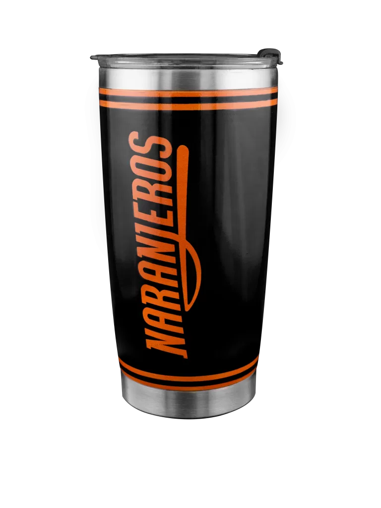 Termo Naranjeros negro, vista frontal