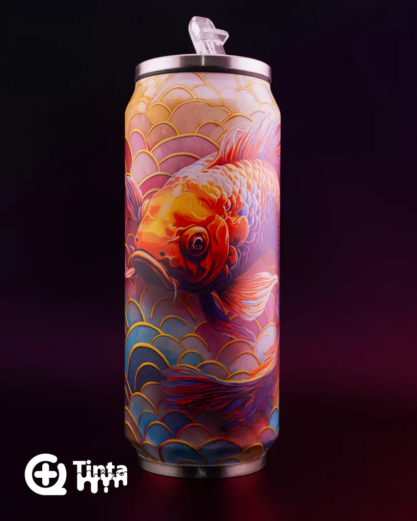 Tumbler personalizado con diseño de pez koi